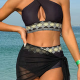 Conjunto Biquíni 3 Peças Ziguezague Brisa da Costa com Saia