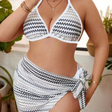 Conjunto de Biquíni Plus Size Saia Nó Lateral