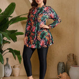Conjunto Plus Size Burkini Brisa de Verão com Zíper Frontal