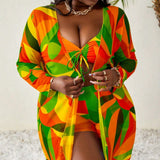 Conjunto Plus Size de Biquíni Estampa Total Brisa da Costa
