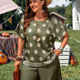 Conjunto Plus Size Estampa Total Costa do Sol com Bolso