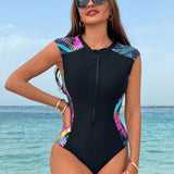 Maiô Esportivo Brisa Tropical com Zíper