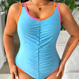 Maiô Plus Size Decote U Costa do Sol com Enrugado