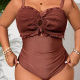 Maiô Plus Size Franzido Brisa da Ilha com Babado
