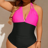 Maiô Plus Size Halter Costa do Sol com Pregas