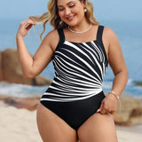 Maiô Plus Size Listrado Bojo Inteiro