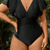 Maiô Plus Size Orla Solar com Mangas Franzidas