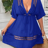 Saída de Praia Plus Size Bordado Vazado Orla Solar