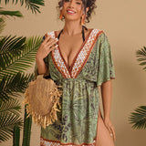 Saída de Praia Plus Size Cruzada Tie Back