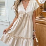 Vestido Curto Boho Orla Boho com Babado e Detalhe em Pompom