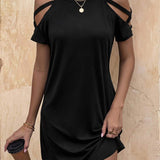 Vestido Curto Ombro a Ombro Brisa da Ilha com Detalhe Vazado