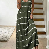 Vestido Longo de Malha Sol da Enseada com Estampa de Folhas de Coqueiro