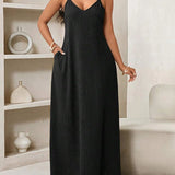 Vestido Maxi Boho de Alças Brisa Boho com Costas Abertas e Bolsos