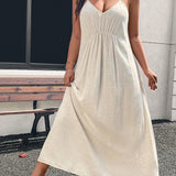 Vestido Plus Size Longo Orla Solar com Alças Finas