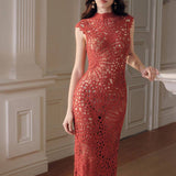 Vestido Saída de Praia Longo Costa Tropical com Estampa Tropical e Abertura Lateral