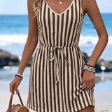 Vestido Saída de Praia Longo Sol da Enseada com Decote V e Laço Contrastante