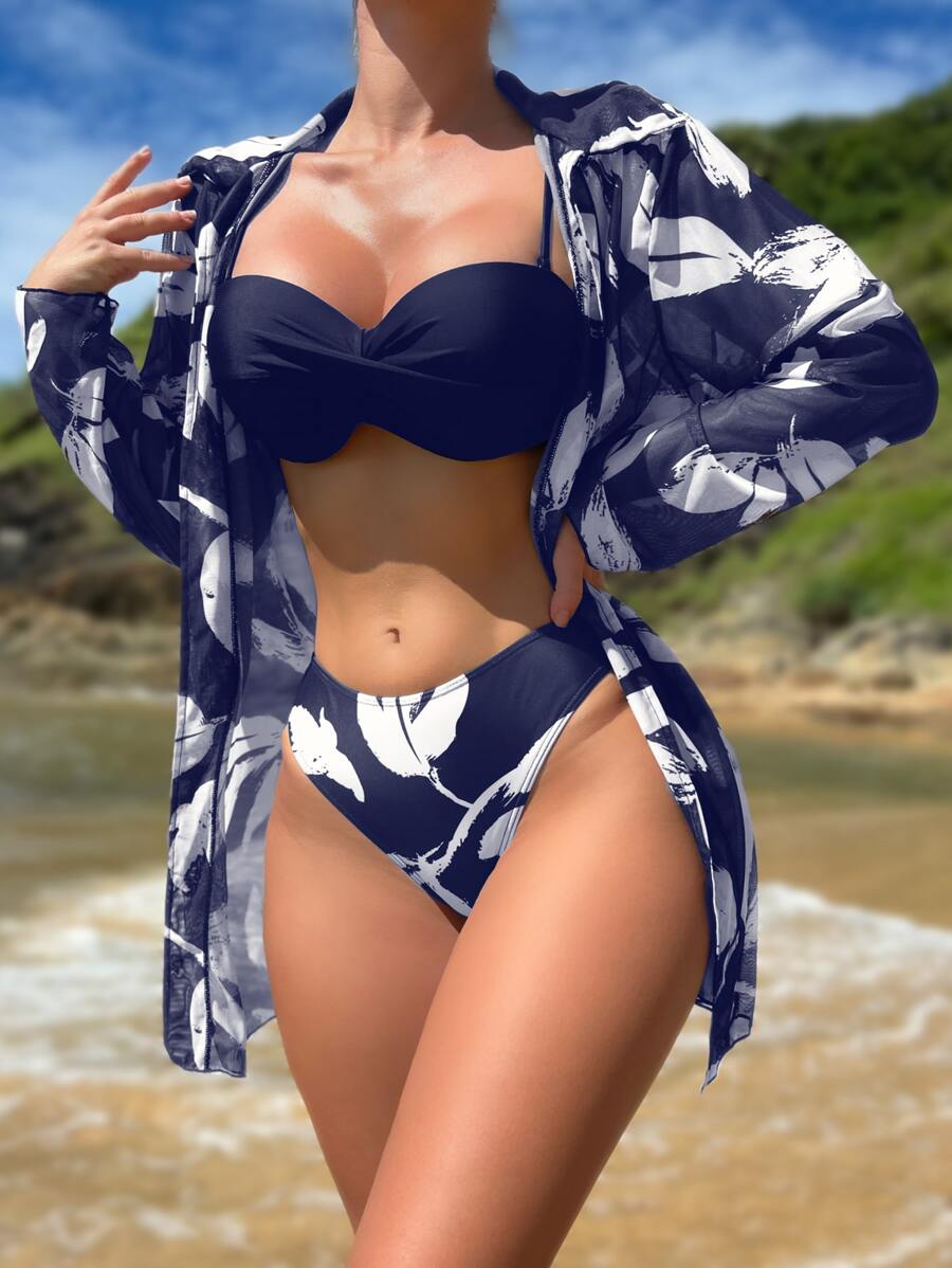 Conjunto Praia Amanhecer Tropical – 3 Peças