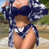 Conjunto Praia Amanhecer Tropical – 3 Peças