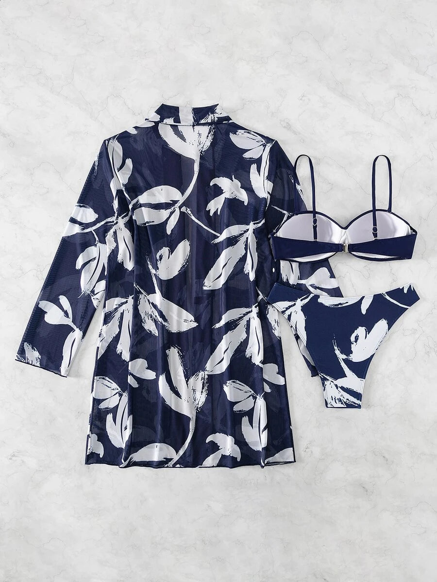 Conjunto Praia Amanhecer Tropical – 3 Peças