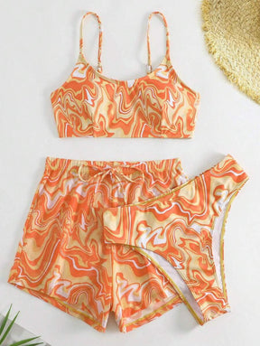 Conjunto Praia Psicodélico Solar – 3 Peças