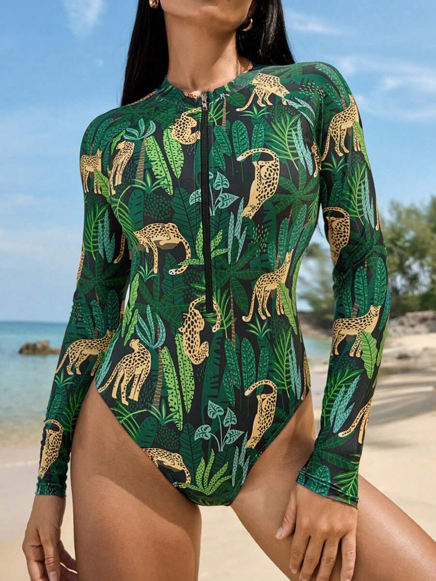 Maiô UV Jungle Wild Manga Longa