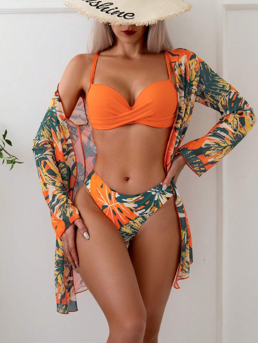 Conjunto Praia Flora Sunset 3 Peças