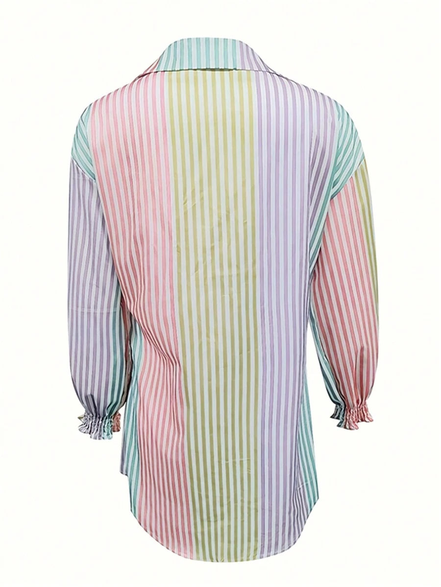 Saída de Praia Camisa Rainbow Stripes