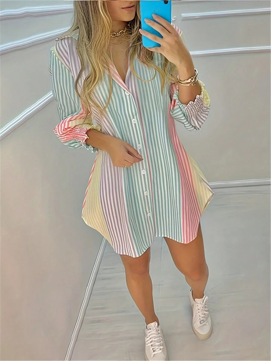 Saída de Praia Camisa Rainbow Stripes