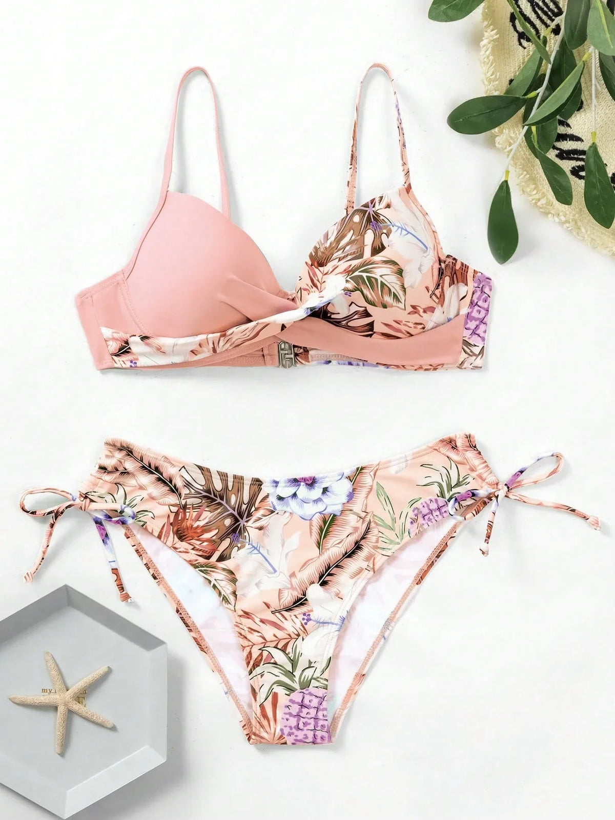 Biquíni Estampado Alças Finas Cintura Natural