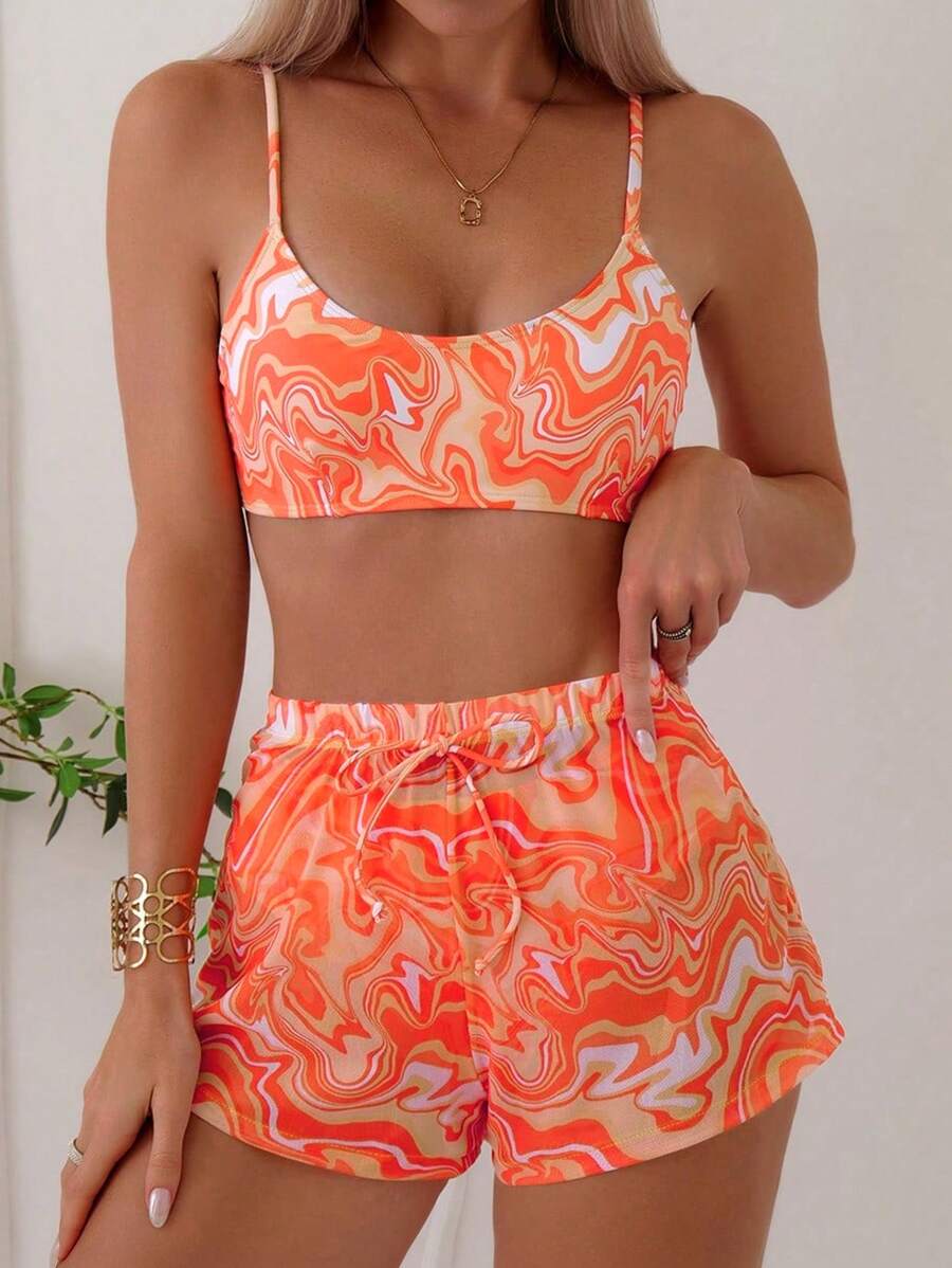 Conjunto Praia Psicodélico Solar – 3 Peças