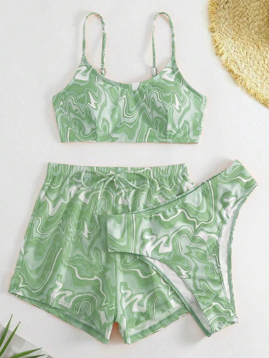 Conjunto Praia Psicodélico Solar – 3 Peças