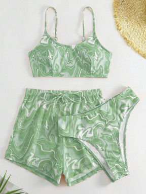 Conjunto Praia Psicodélico Solar – 3 Peças