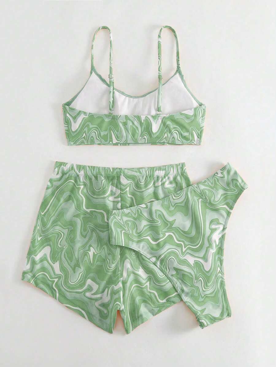 Conjunto Praia Psicodélico Solar – 3 Peças