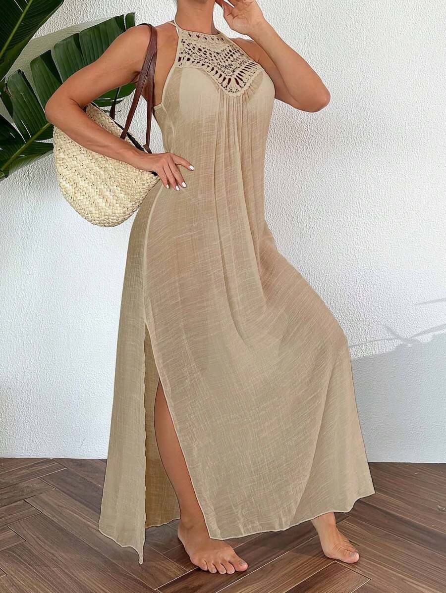 Saída de Praia Boho Trançado Marfim