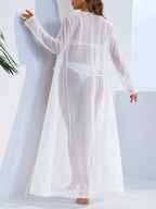 Kimono Tule Cinto Manga Longa