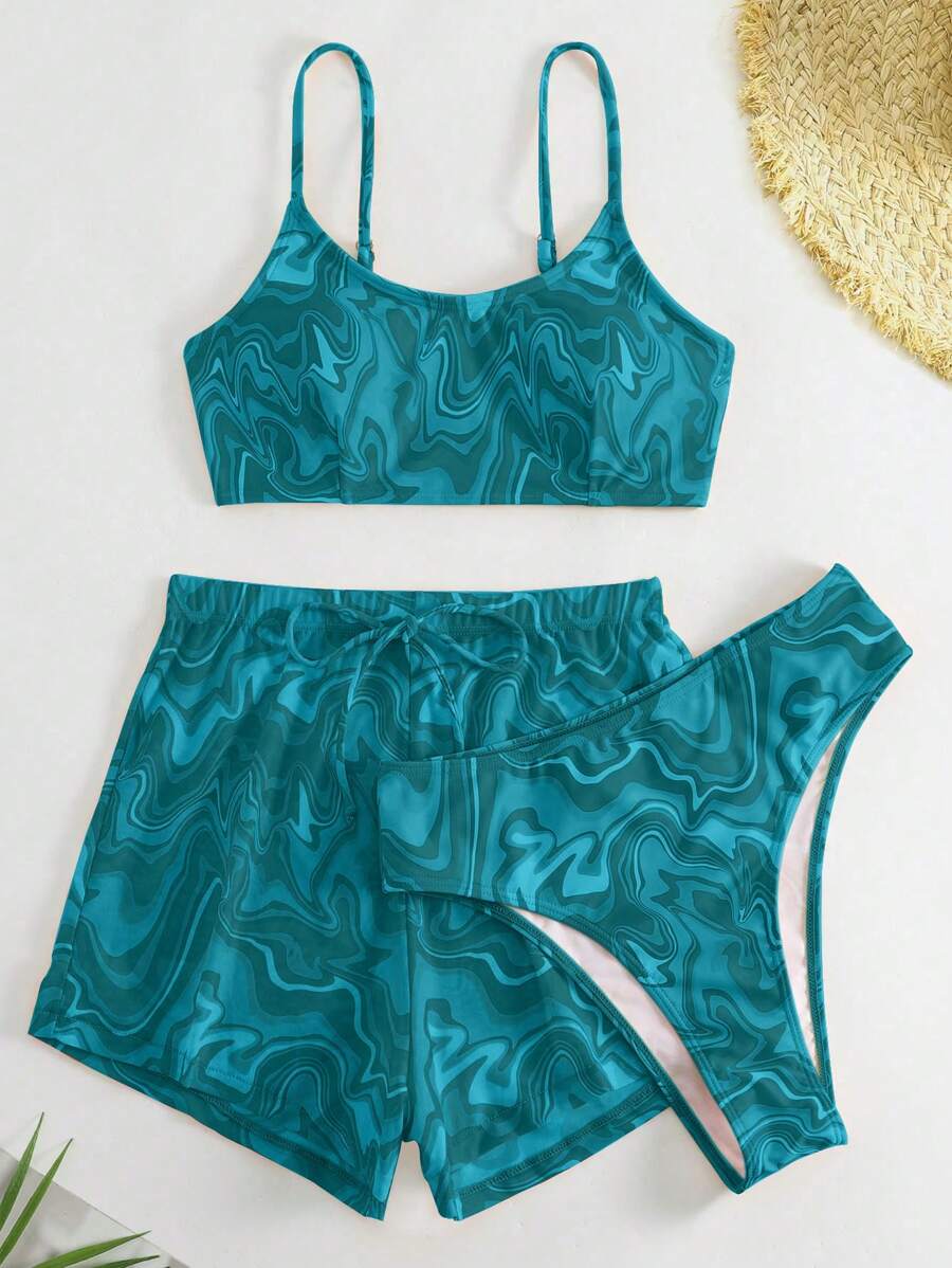 Conjunto Praia Psicodélico Solar – 3 Peças