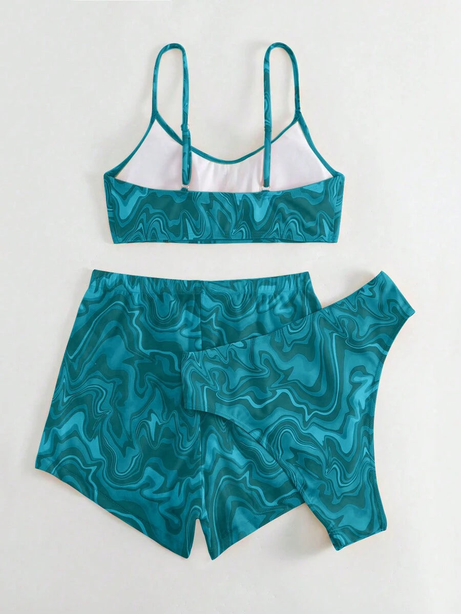 Conjunto Praia Psicodélico Solar – 3 Peças