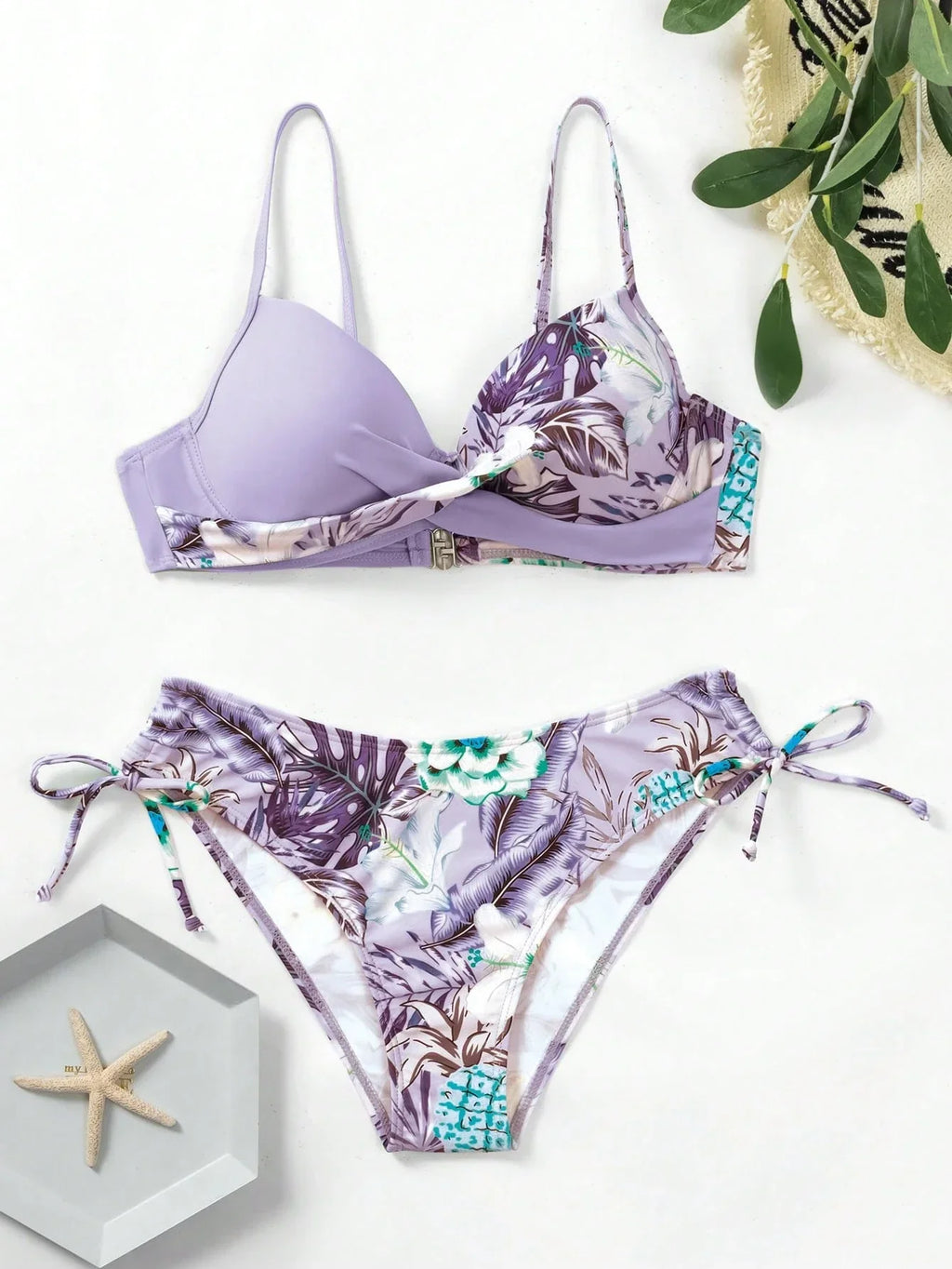 Biquíni Estampado Alças Finas Cintura Natural