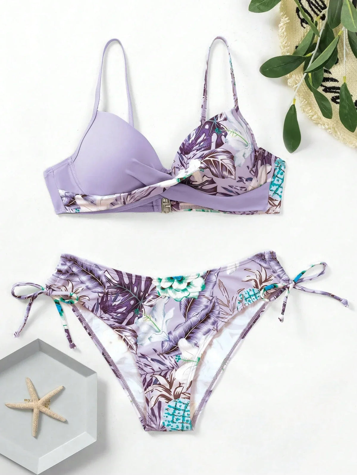 Biquíni Estampado Alças Finas Cintura Natural