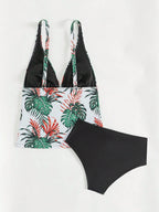 Tankini Decote V Recorte Vazado Bojo Triângulo
