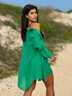 Conjunto Camisão e Short Praia Cor Sólida Anti-UV