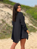 Conjunto Camisão e Short Praia Cor Sólida Anti-UV