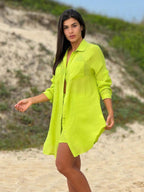 Conjunto Camisão e Short Praia Cor Sólida Anti-UV