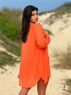 Conjunto Camisão e Short Praia Cor Sólida Anti-UV