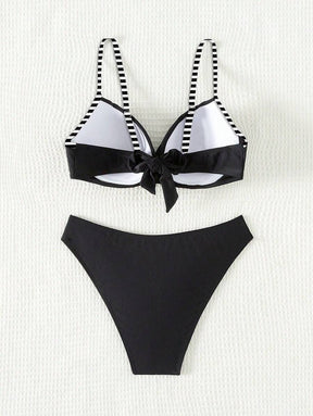 Biquíni Cintura Alta Listrado Navy Chic