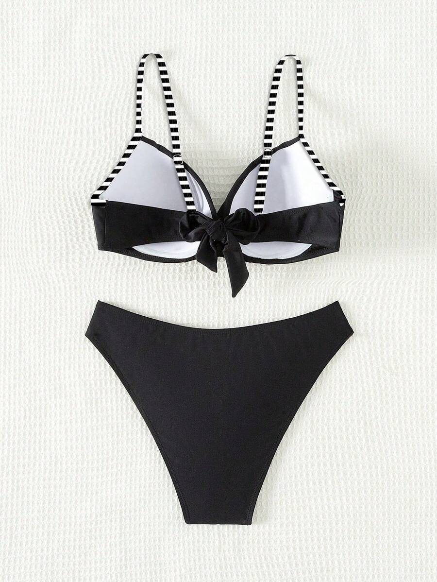 Biquíni Cintura Alta Listrado Navy Chic