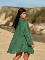 Conjunto Camisão e Short Praia Cor Sólida Anti-UV