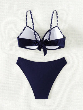 Biquíni Cintura Alta Listrado Navy Chic