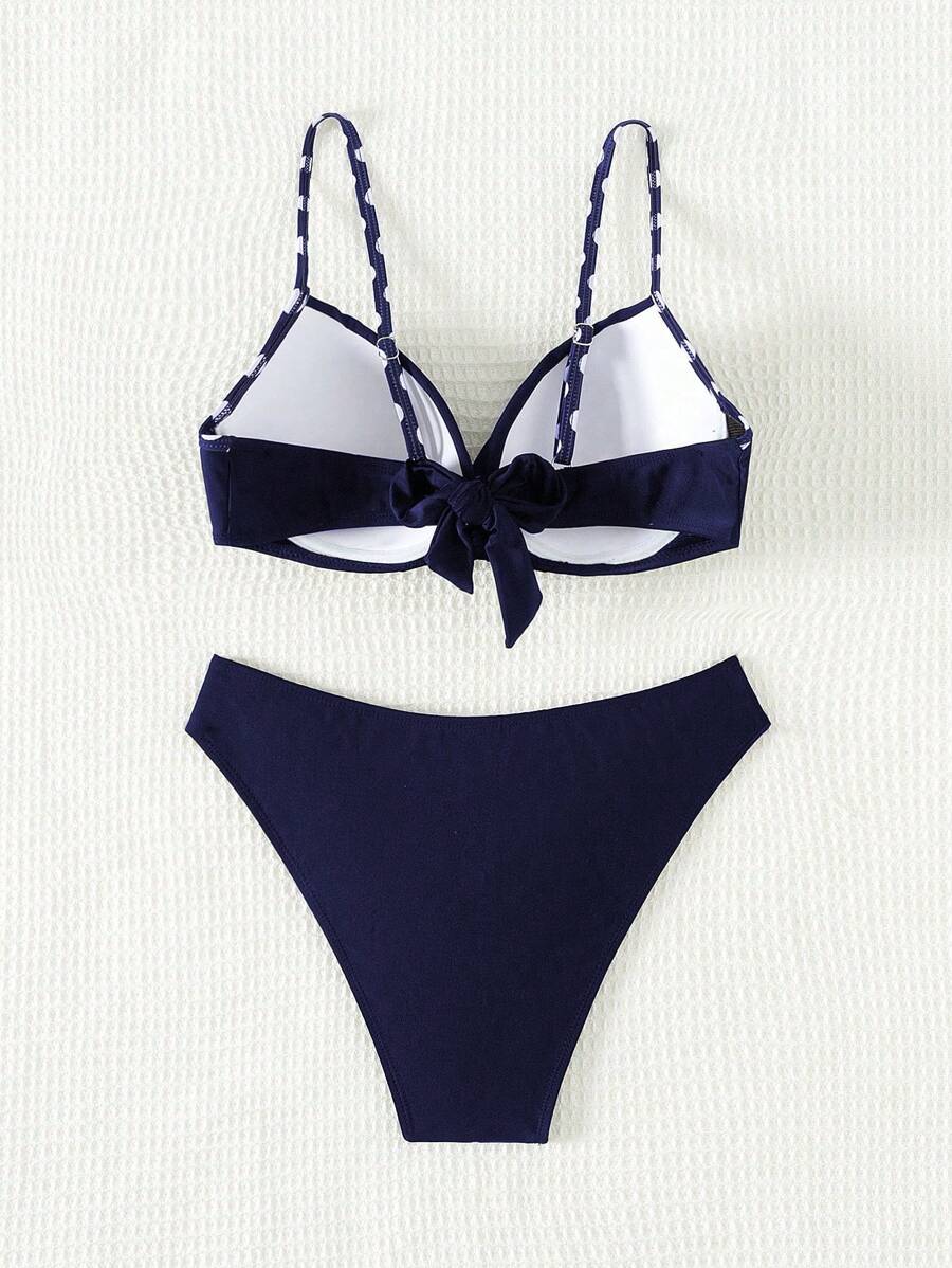 Biquíni Cintura Alta Listrado Navy Chic