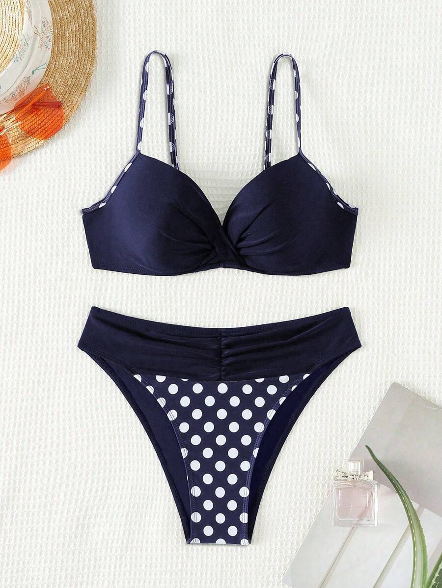 Biquíni Cintura Alta Listrado Navy Chic